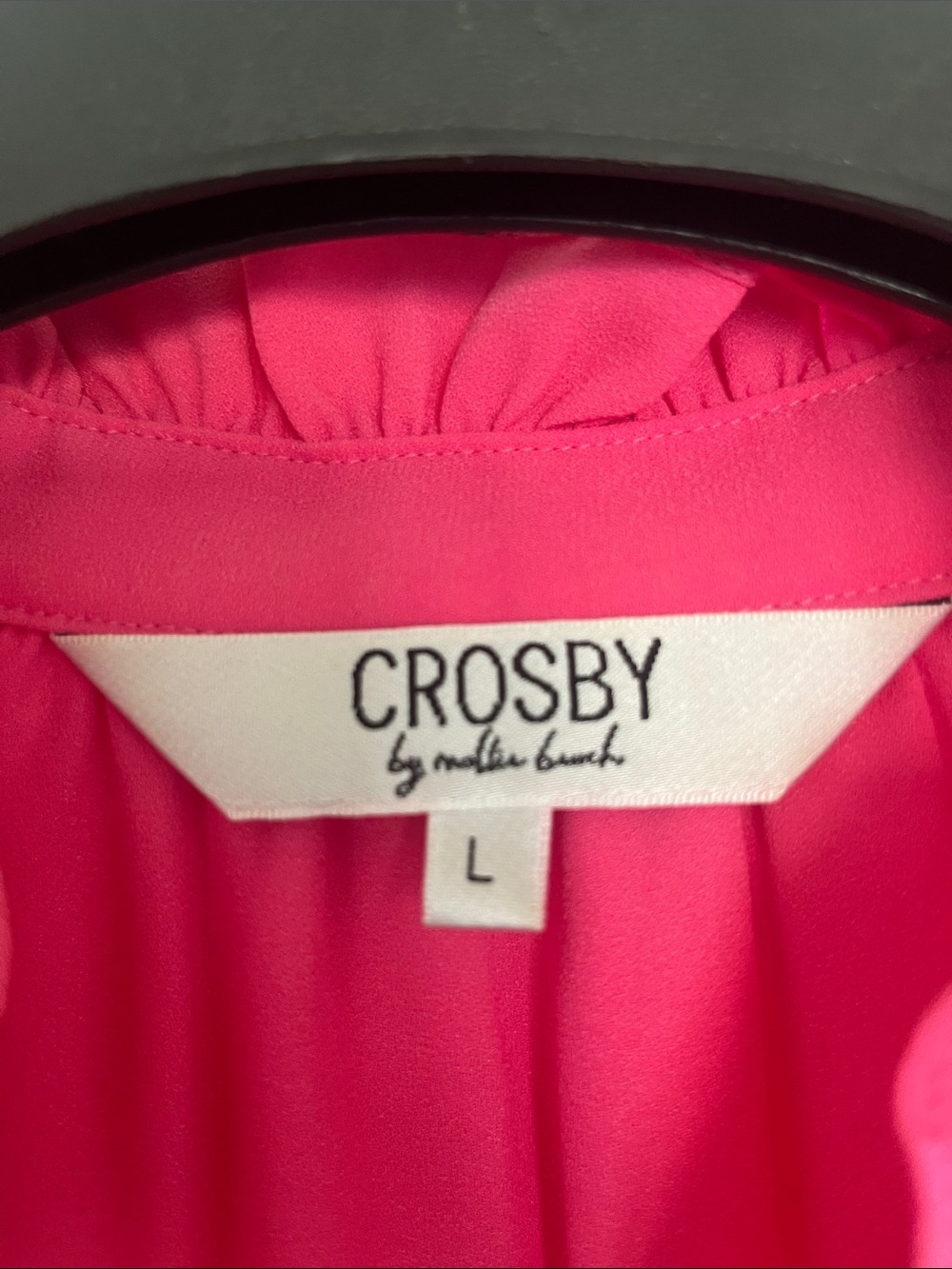 CROSBY by Mollie Burch Hot Pink Ruffle V-Neck Blouse - Picture 5 of 6